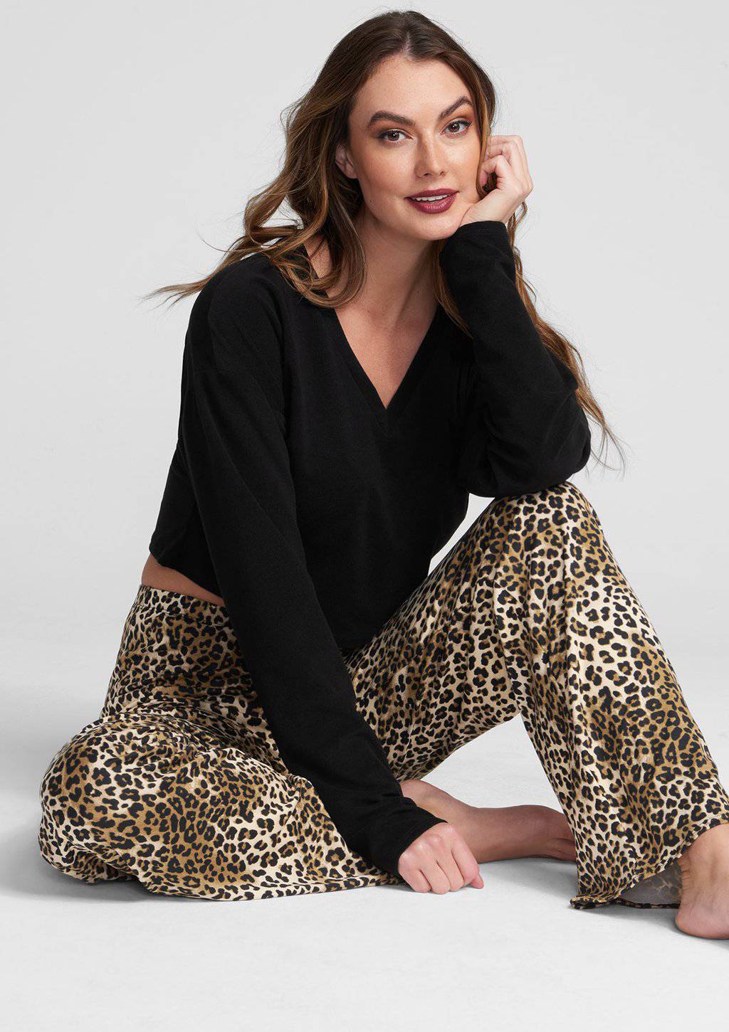 Alloy Apparel Tall Lounge Sleepwear Pants for Women in Leopard Size 2XL length 37 | Cotton